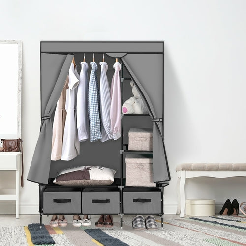 Levede Portable Clothes Closet Wardrobe Grey Storage Cloth Organiser
