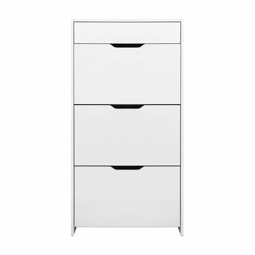 Artiss Shoe Cabinet 3 Tier Shoes Storage Drawer High Gloss White Rack