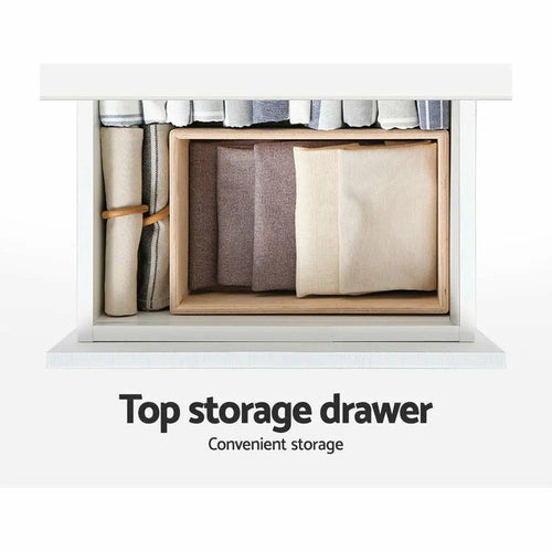 Artiss Shoe Cabinet 3 Tier Shoes Storage Drawer High Gloss White Rack