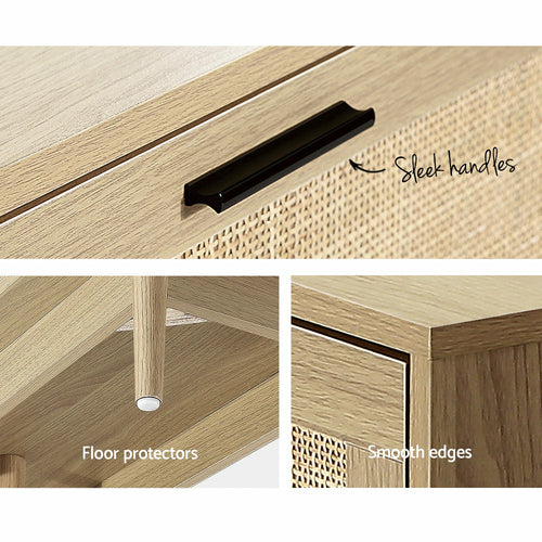 Artiss TV Cabinet Entertainment Unit Storage Cabinets Rattan Wooden