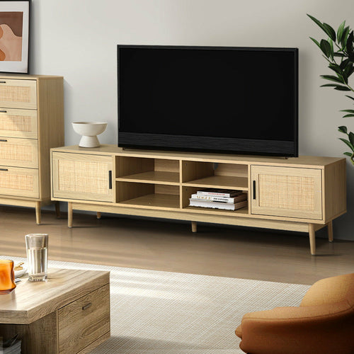 Artiss TV Cabinet Entertainment Unit Storage Cabinets Rattan Wooden