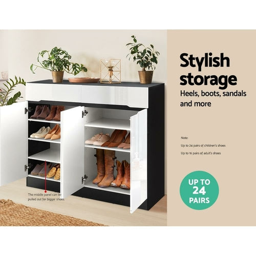 Artiss 120cm Shoe Cabinet Shoes Storage Rack High Gloss Cupboard Shelf