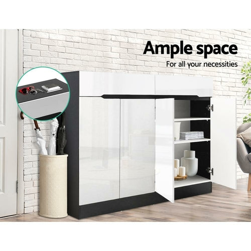 Artiss 120cm Shoe Cabinet Shoes Storage Rack High Gloss Cupboard Shelf