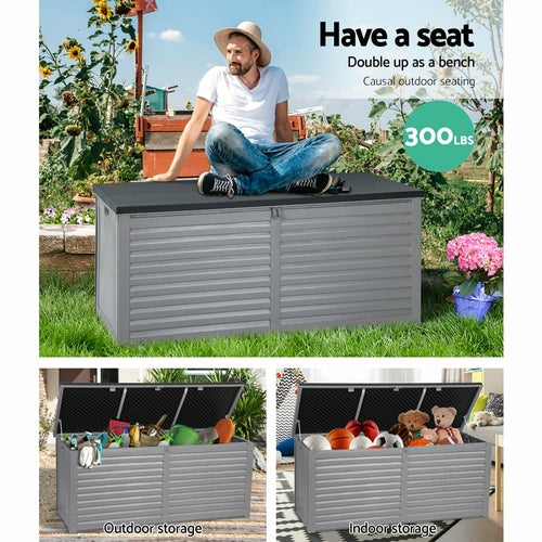 Gardeon Outdoor Storage Box 490L Bench Seat Indoor Garden Toy Tool